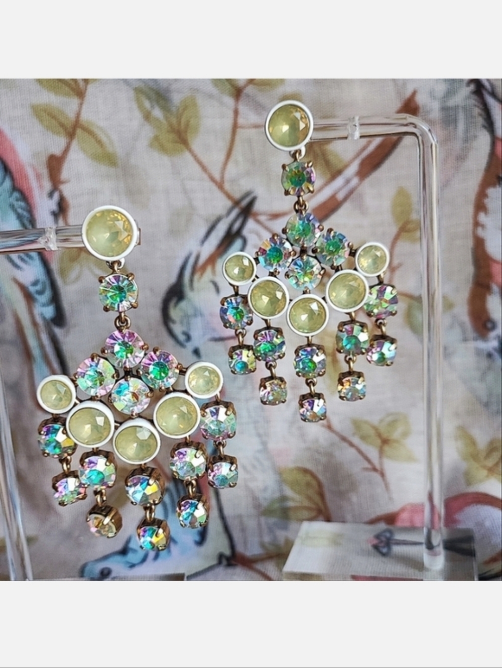 J. Crew Brulee Enameled Aurora Borealis Coated Faceted Lemon Faceted Earrings